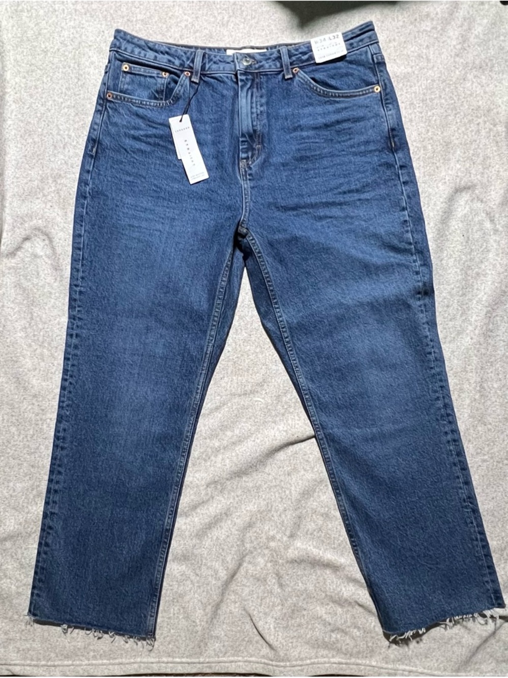 Topshop Women's Straight Leg Jeans in Dark Blue Denim
